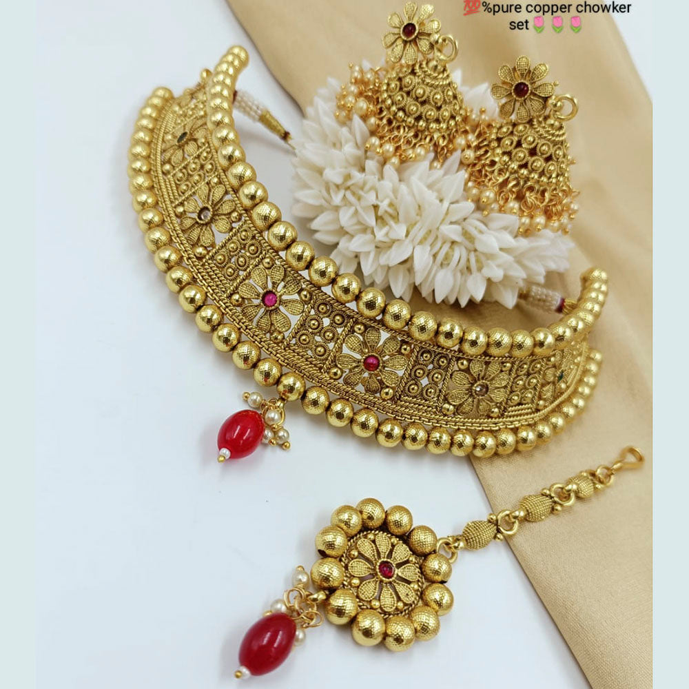 Pooja Bangles Gold Plated Kundan Stone Choker Necklace Set