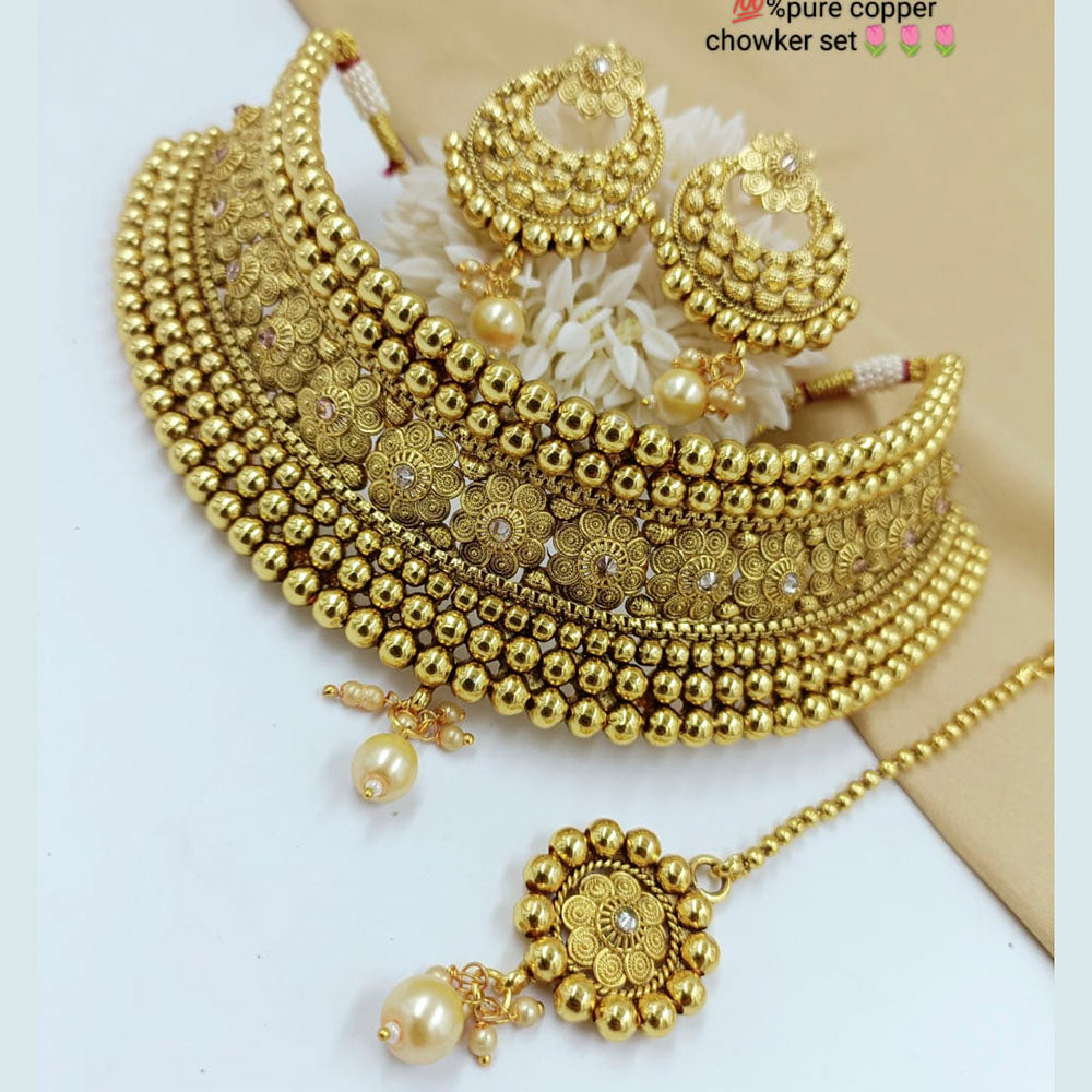 Pooja Bangles Gold Plated Austrian Stone Choker Necklace Set