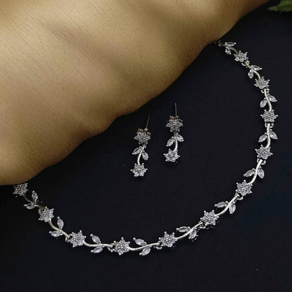Pooja Bangles Silver Plated American Diamond Necklace Set