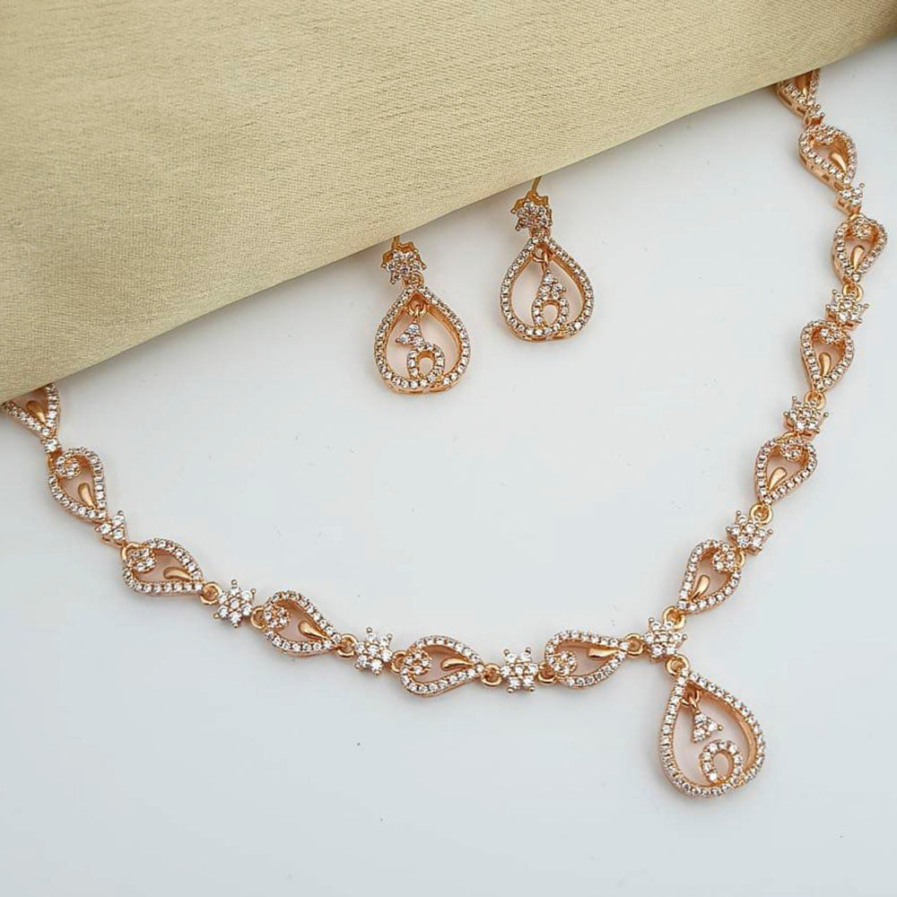 Pooja Bangles Gold Plated American Diamond Necklace Set