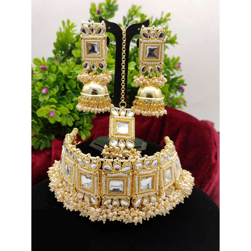 Pooja Bangles Gold Plated Kundan Stone Choker Necklace Set