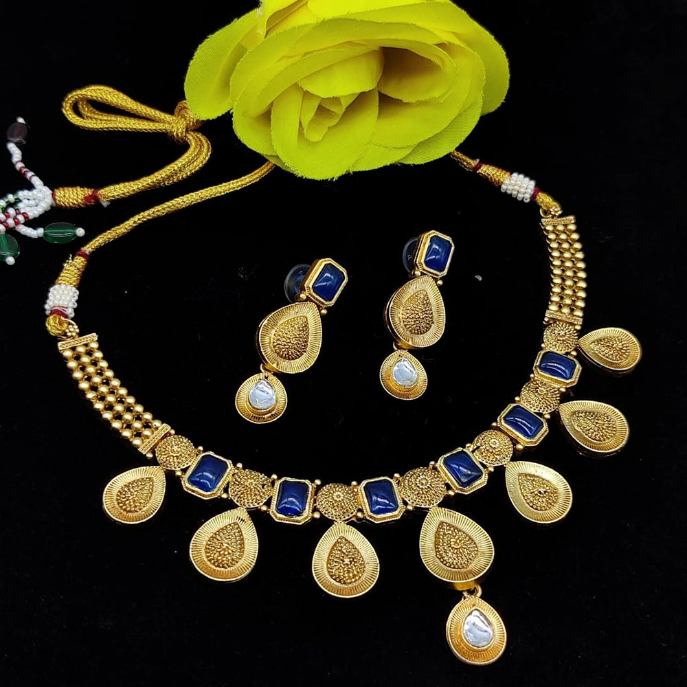 Pooja Bangles Gold Plated Crystal Stone Necklace Set