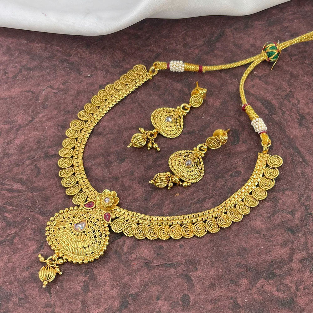 Pooja Bangles Gold Plated Kundan Stone Necklace Set