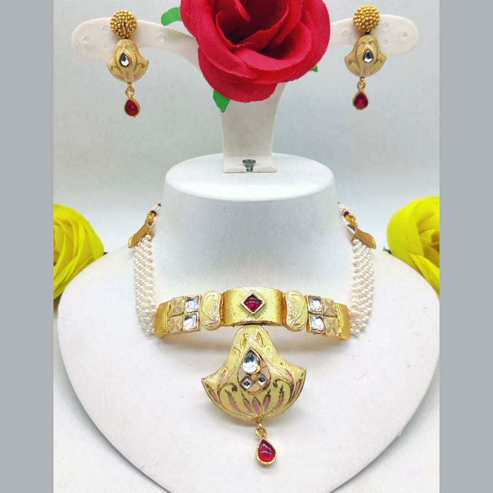 Pooja Bangles Gold Plated Meenakari And Crystal Stone Necklace Set