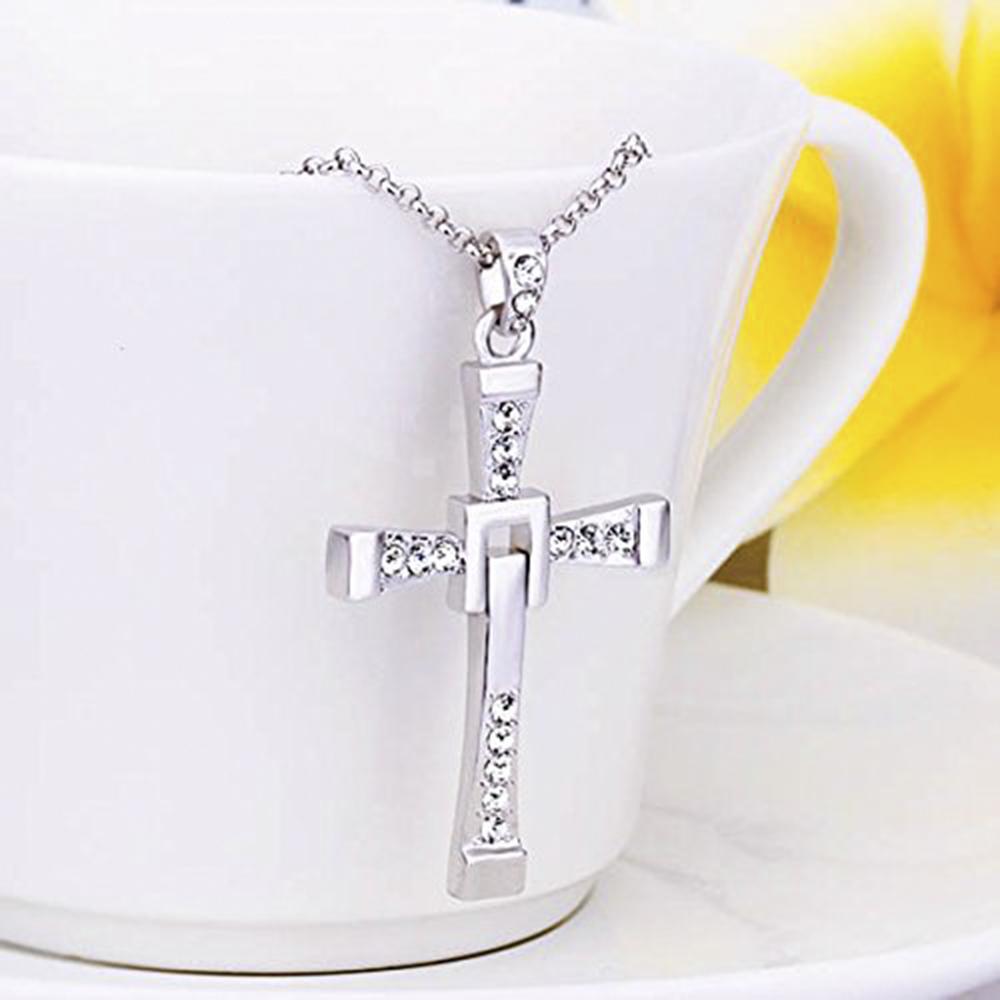 Mahi Religious Cross Pendant With Crystal Stone Chain Pendant