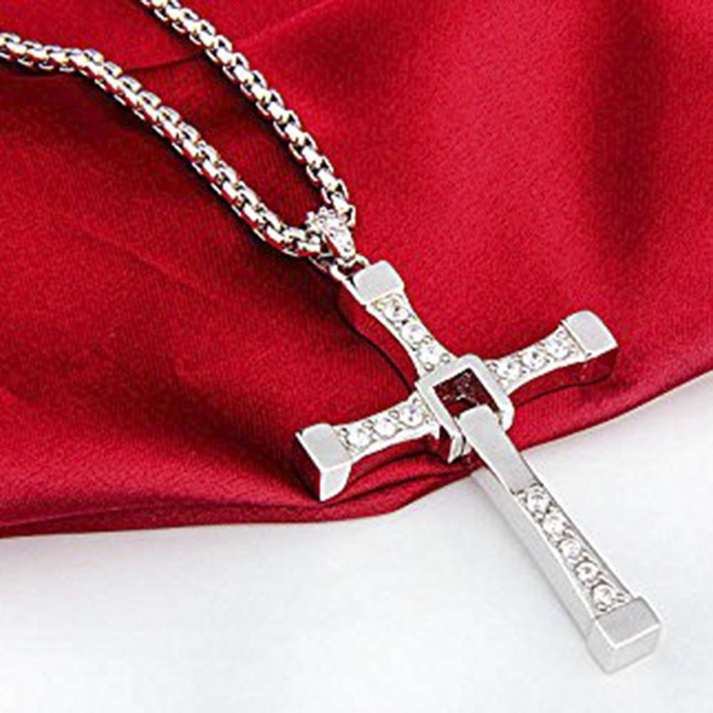 Mahi Religious Cross Pendant With Crystal Stone Chain Pendant