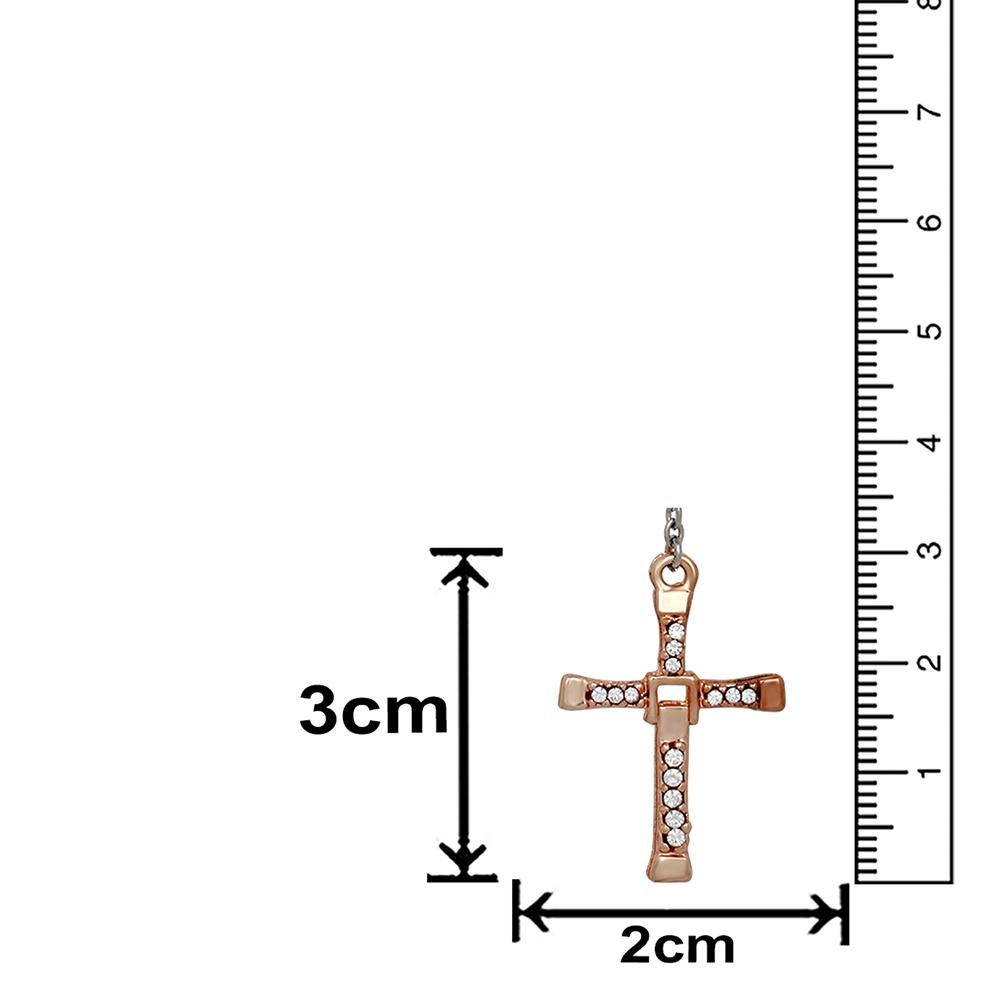 Mahi Rosegold Plated Infinity Cross Symbol Pendant Necklace with Crystals for Women and Men (PS1101731M)