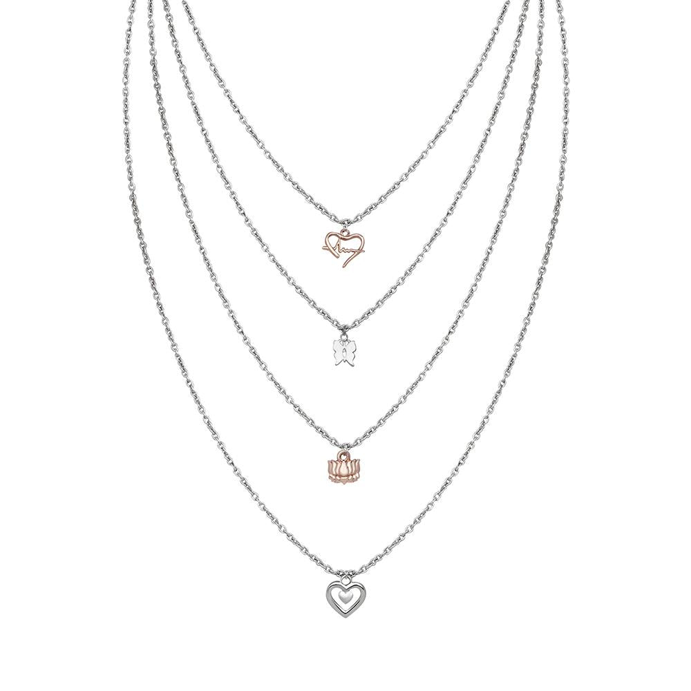 Mahi Latest Design Stylish Fashionable Multilayer Chain Charm Pendants Necklace for Women and Girls (PS1101744M)