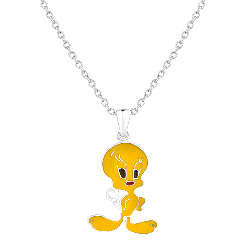 Mahi Rhodium Plated Cartoon Pendant for Kids with Meena Work Enameled (PS1101839R)