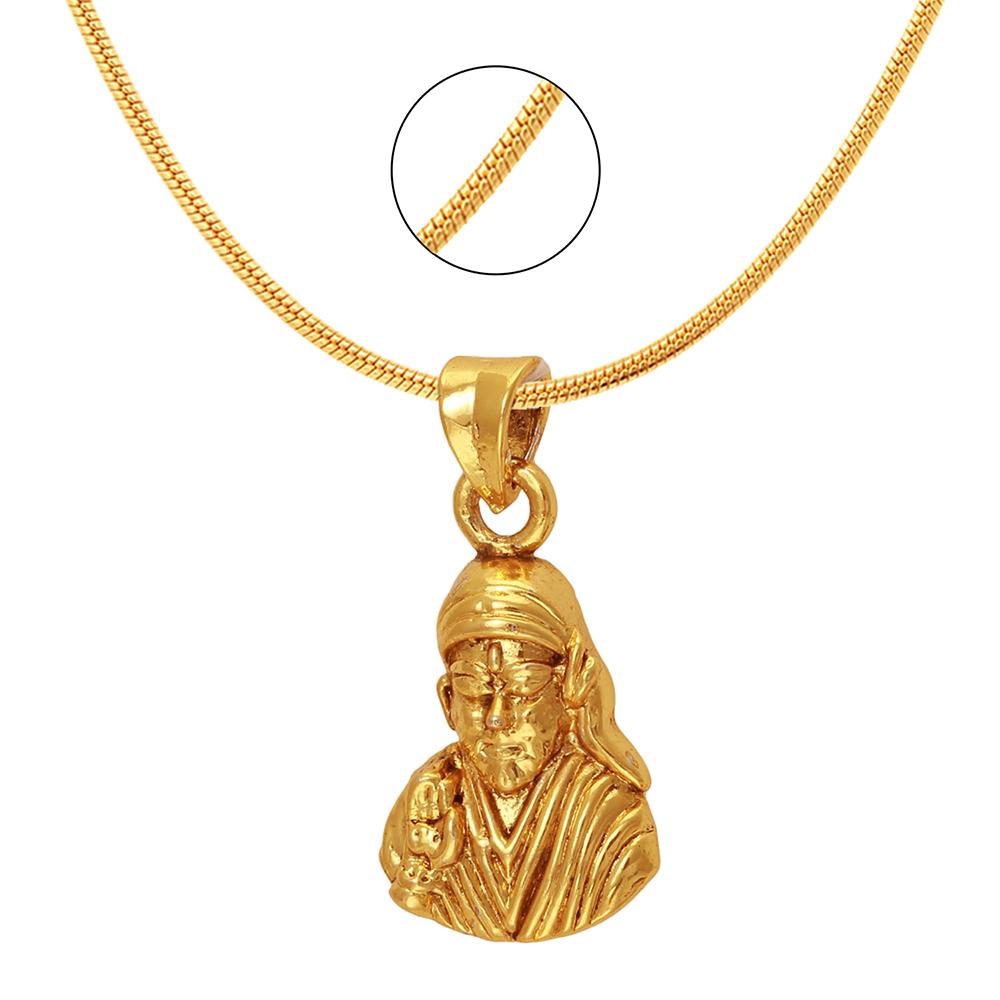Mahi Sai Baba Gold Plated Religious God Pendant