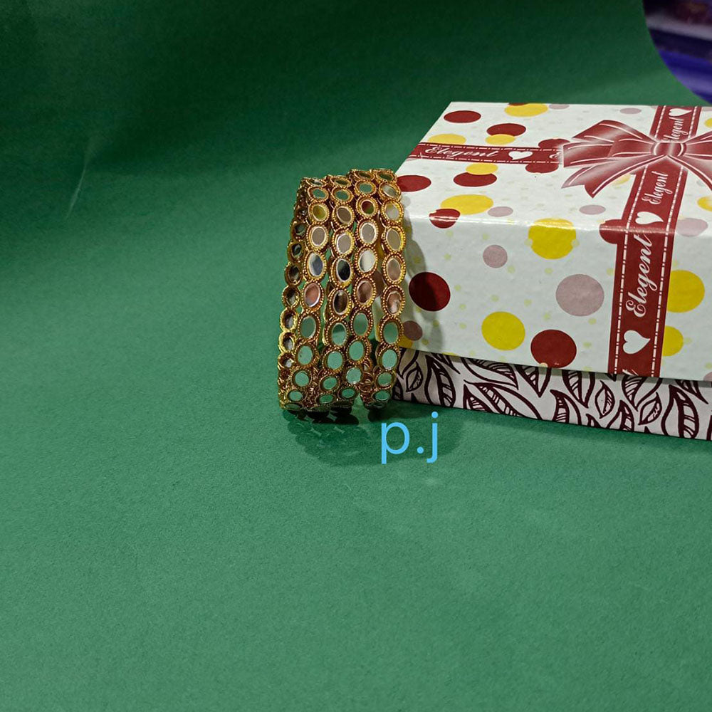 Pooja Bangles Gold Plated Mirror Work Designer Bangles Set