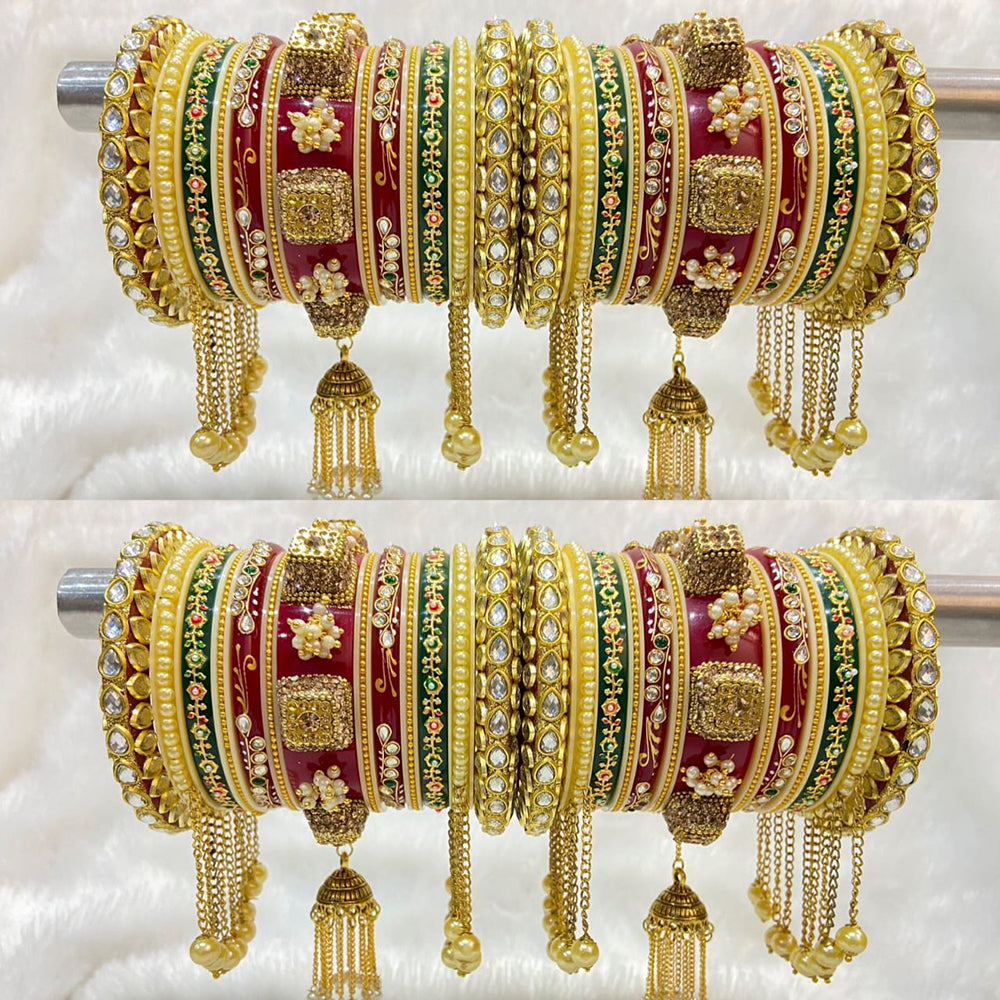 Pooja Bangles Gold Plated Bridal Bangles Set
