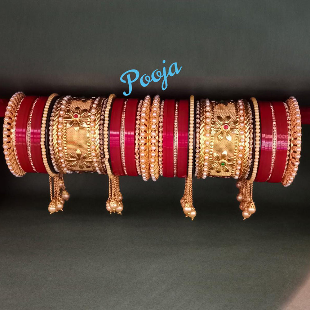 Pooja Bangles Gold Plated Bridal Bangles Set