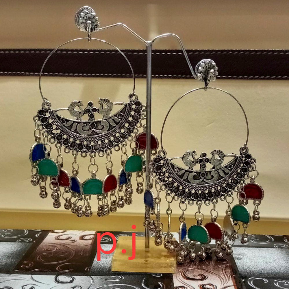 Pooja Bangles Oxidized Multi Color Dangler Earrings