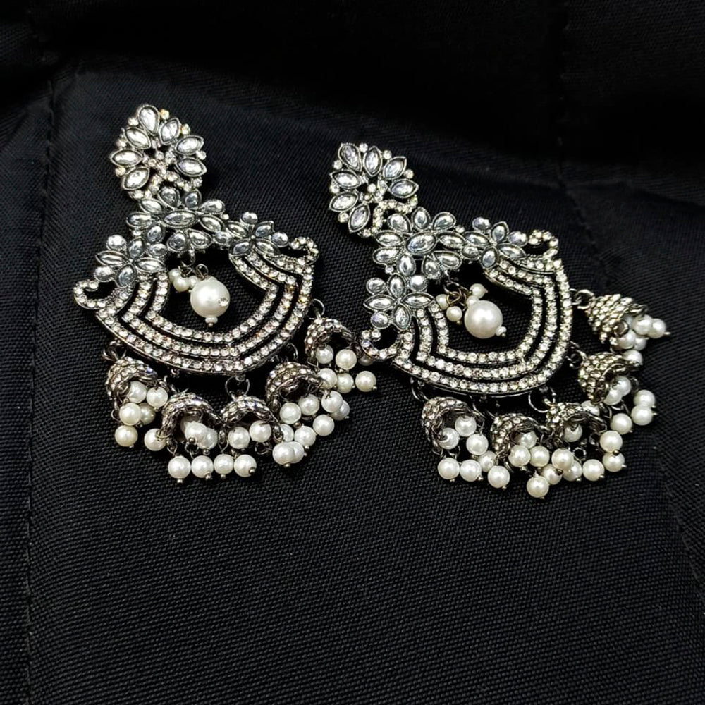 Pooja Bangles Oxidised Plated Pearl & Kundan Earrings