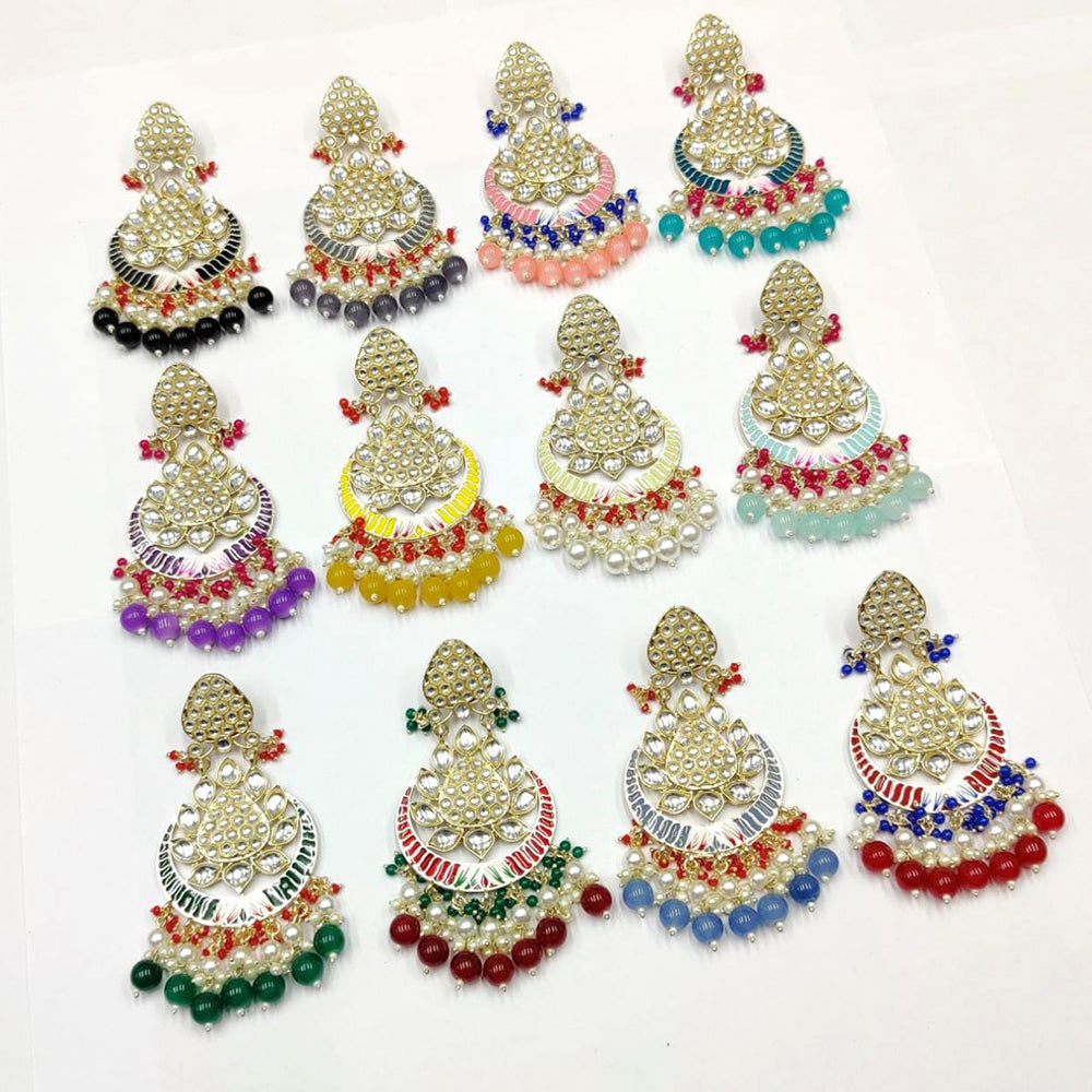 Pooja Bangles Gold Plated Kundan & Beads Dangler Earrings