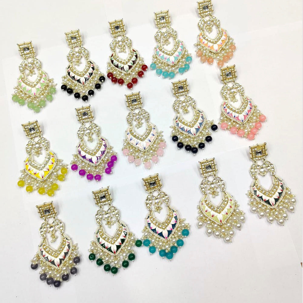 Pooja Bangles Gold Plated Kundan & Beads Dangler Earrings