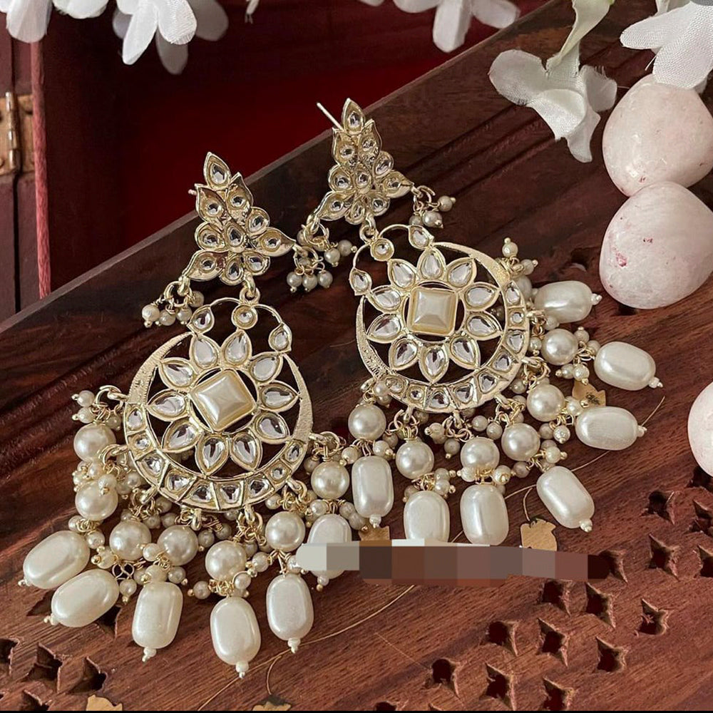 Pooja Bangles Gold Plated Kundan And Beads Dangler Earrings