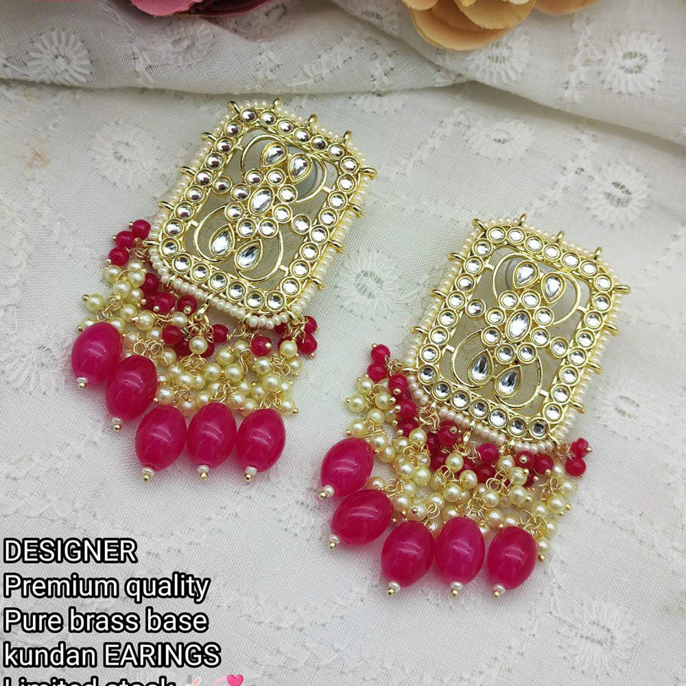 Pooja Bangles Gold Plated Kundan & Beads Dangler Earrings