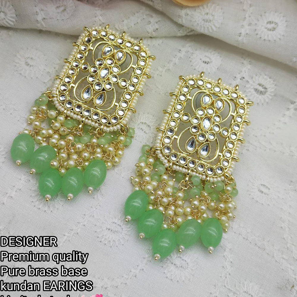 Pooja Bangles Gold Plated Kundan & Beads Dangler Earrings