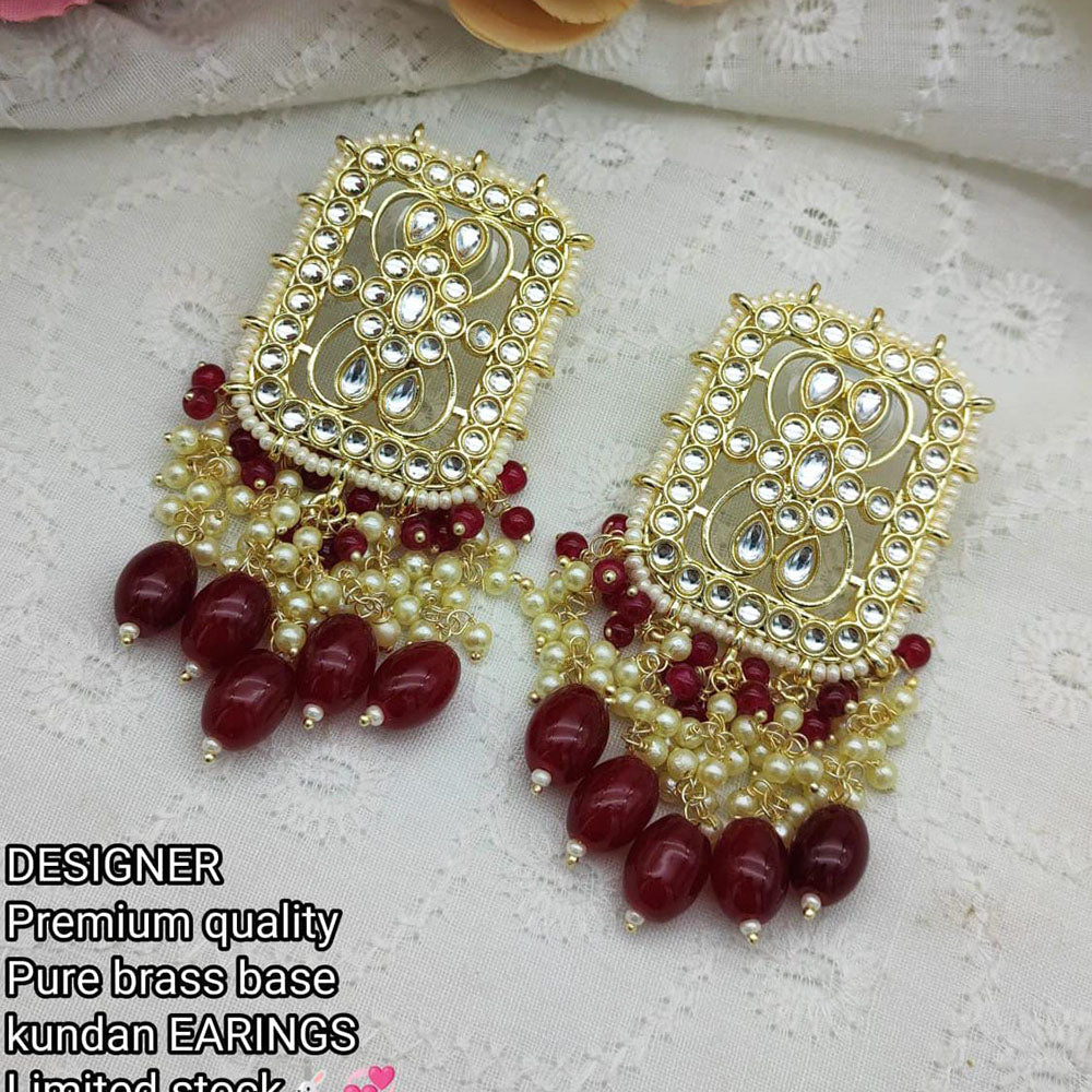 Pooja Bangles Gold Plated Kundan & Beads Dangler Earrings