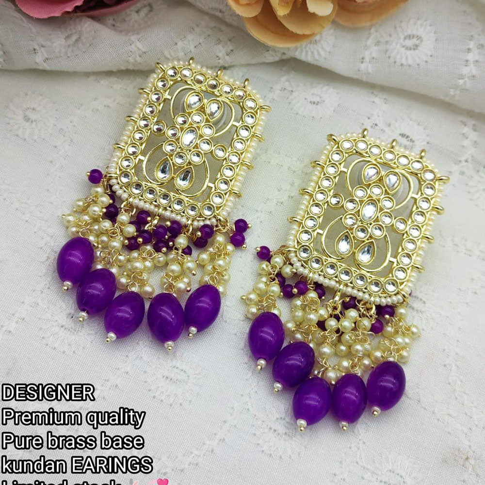 Pooja Bangles Gold Plated Kundan & Beads Dangler Earrings