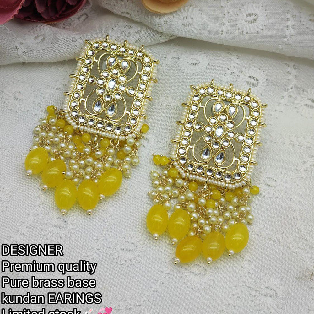 Pooja Bangles Gold Plated Kundan & Beads Dangler Earrings
