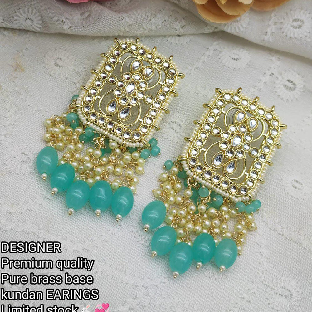 Pooja Bangles Gold Plated Kundan & Beads Dangler Earrings