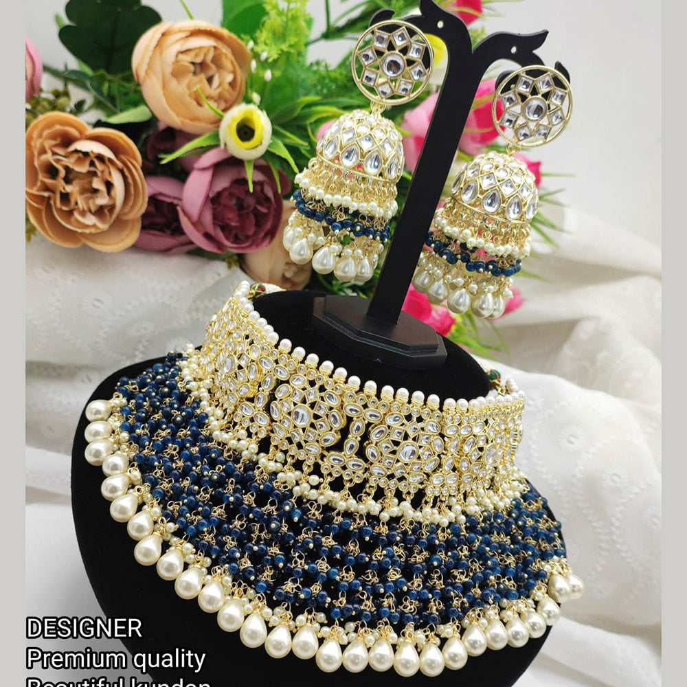 Pooja Bangles Gold Plated Kundan & Pearl Choker Necklace Set