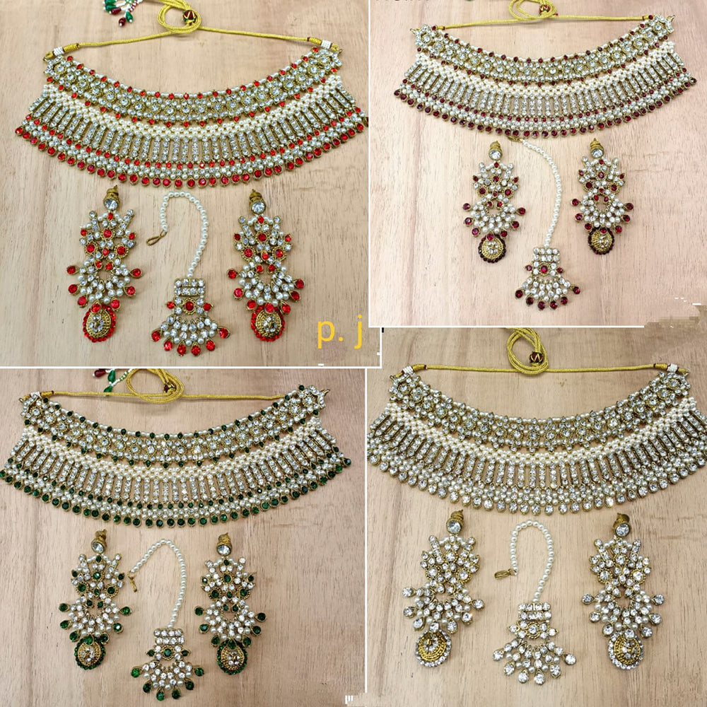 Pooja Bangles Gold Plated Austrian Stone Choker Necklace Set