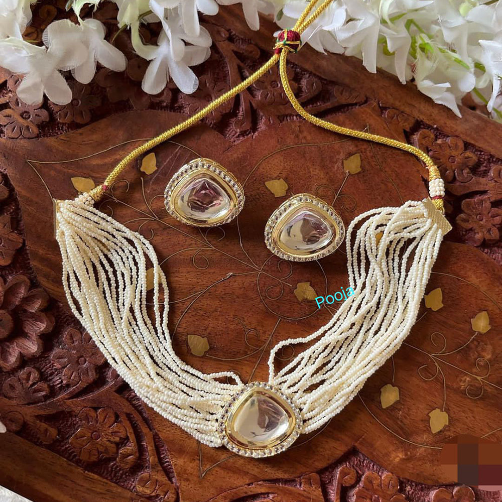 Pooja Bangles Austrian Stone Pearl Choker Necklace Set