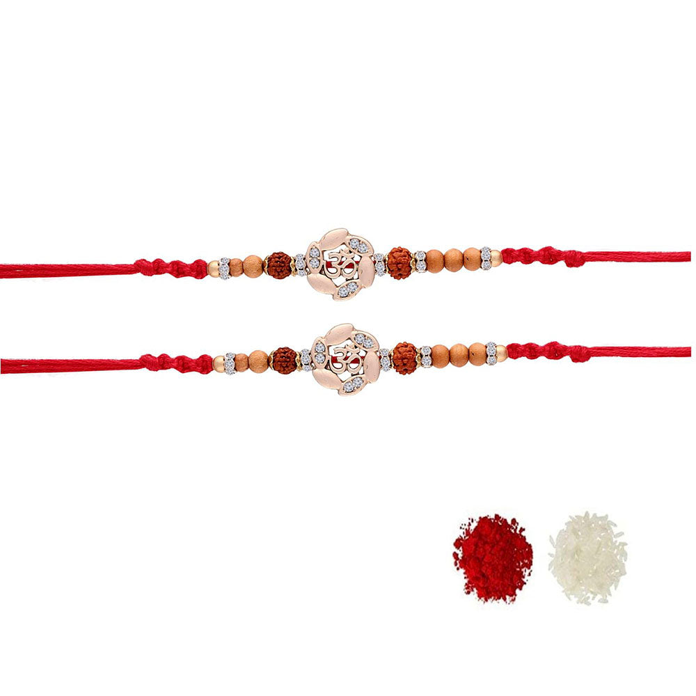 Etnico 18k Rhodium Plated Ethnic OM Designer Rakhi for Brother Bhaiya (R026-2)Pack of 2 Rakhi