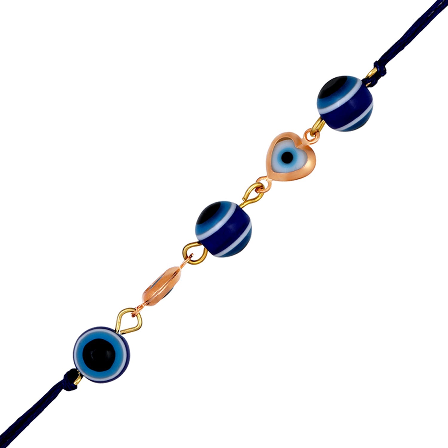 Mahi Gold Plated Auspicious Evil Eye Tiny Hearts Rakhi for Brother (RA1100721G)
