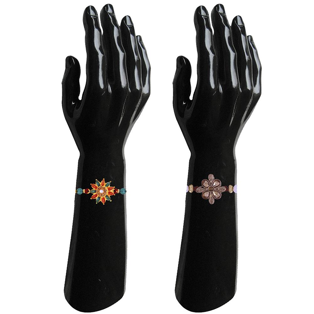 Mahi Combo of 2 Designer Multicolor Crystals Rakhi's for Brother (RCO1105254G)