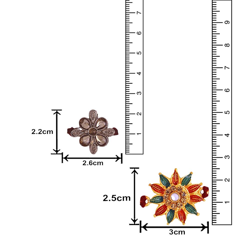 Mahi Combo of 2 Designer Multicolor Crystals Rakhi's for Brother (RCO1105254G)