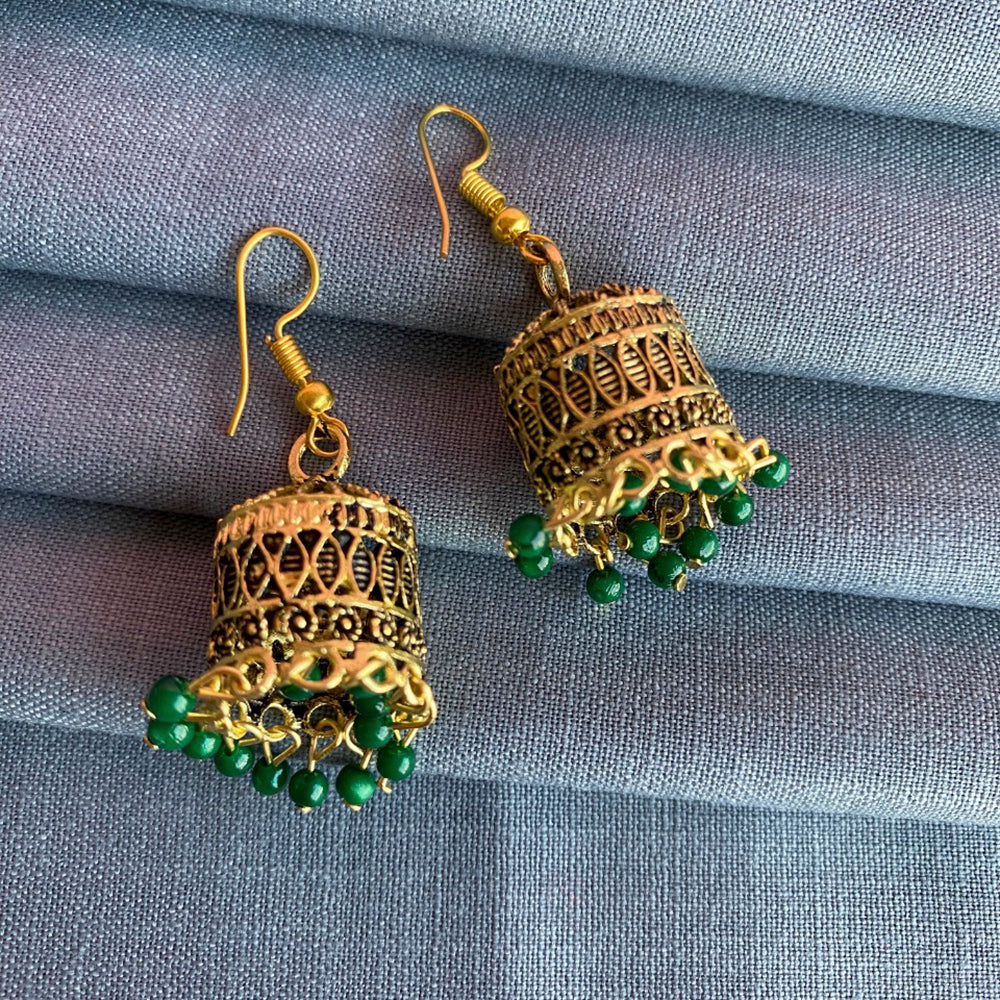 Mahavir Gold Plated Meenakari Jhumki Earrings