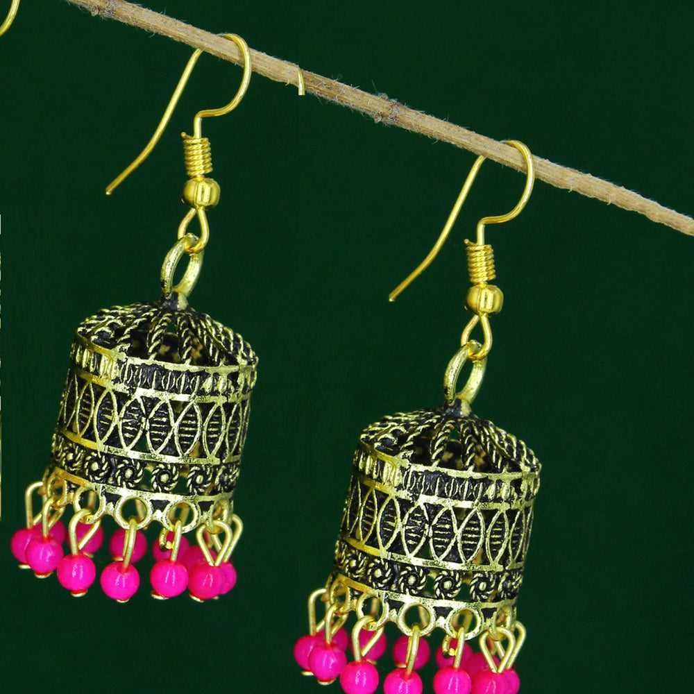 Mahavir Antique Gold Plated Jhumki Earrings