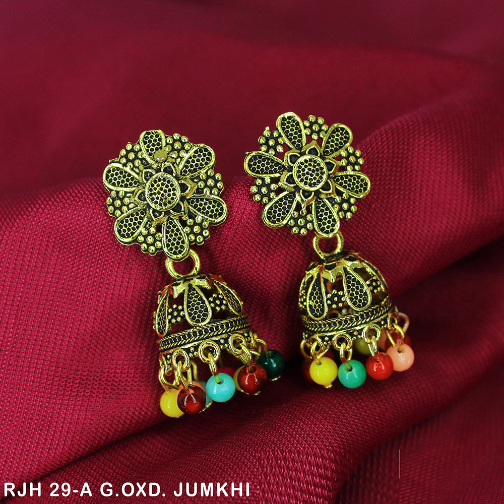Mahavir Gold Plated Beads Jhumki Earrings
