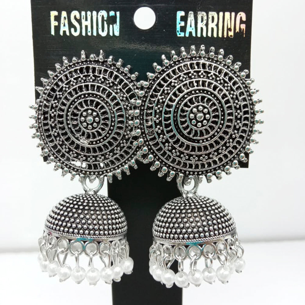 Shagna Silver Plated Pack Of 3 Jhumki Earrings