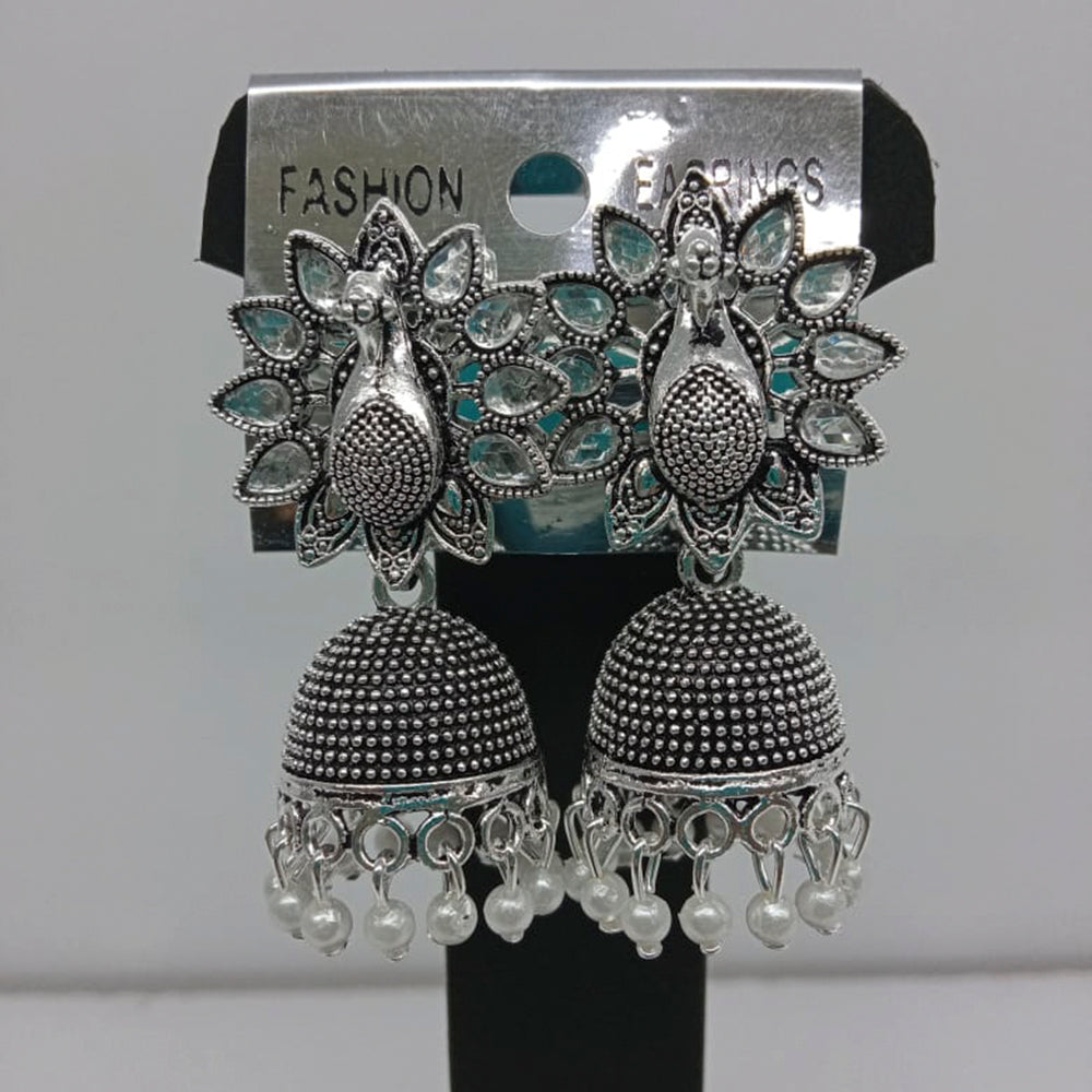 Shagna Silver Plated Pack Of 3 Jhumki Earrings