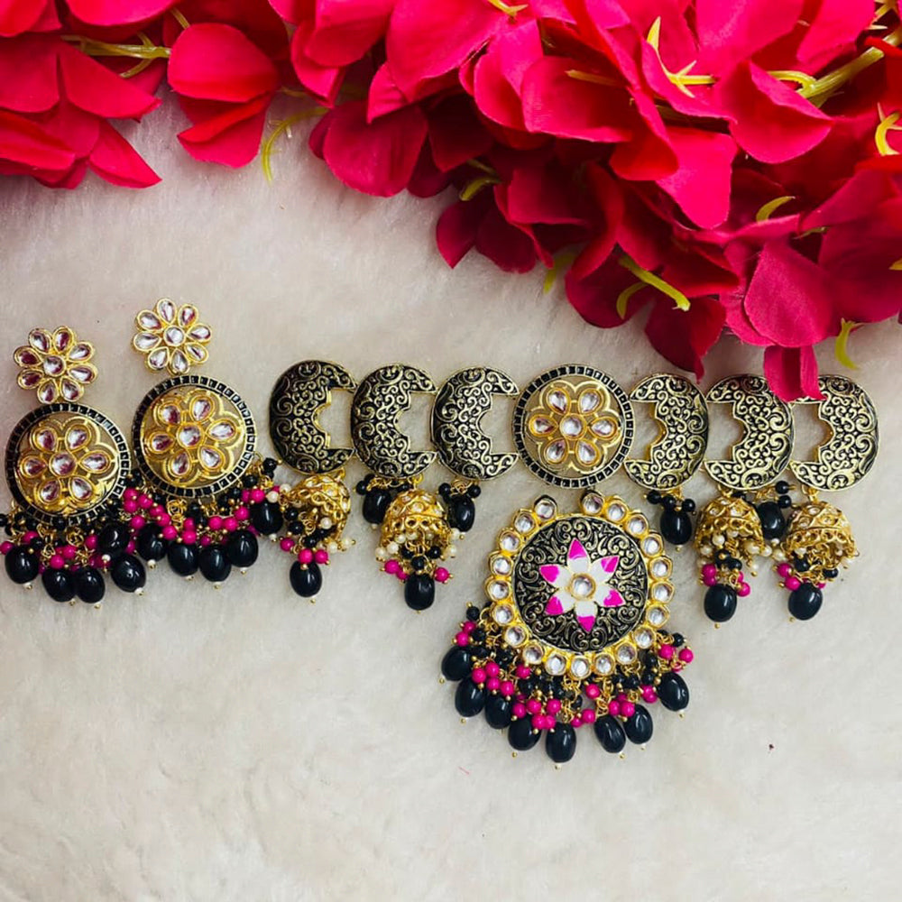 Shagna Gold Plated Meenakari & Kundan Beads Necklace Set