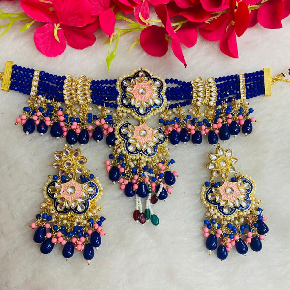 Shagna Gold Plated Meenakari & Kundan Beads Necklace Set