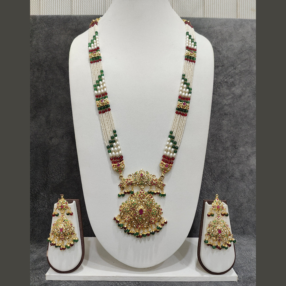 Shagna Gold Plated Austrian Stone & Pearl Necklace Set
