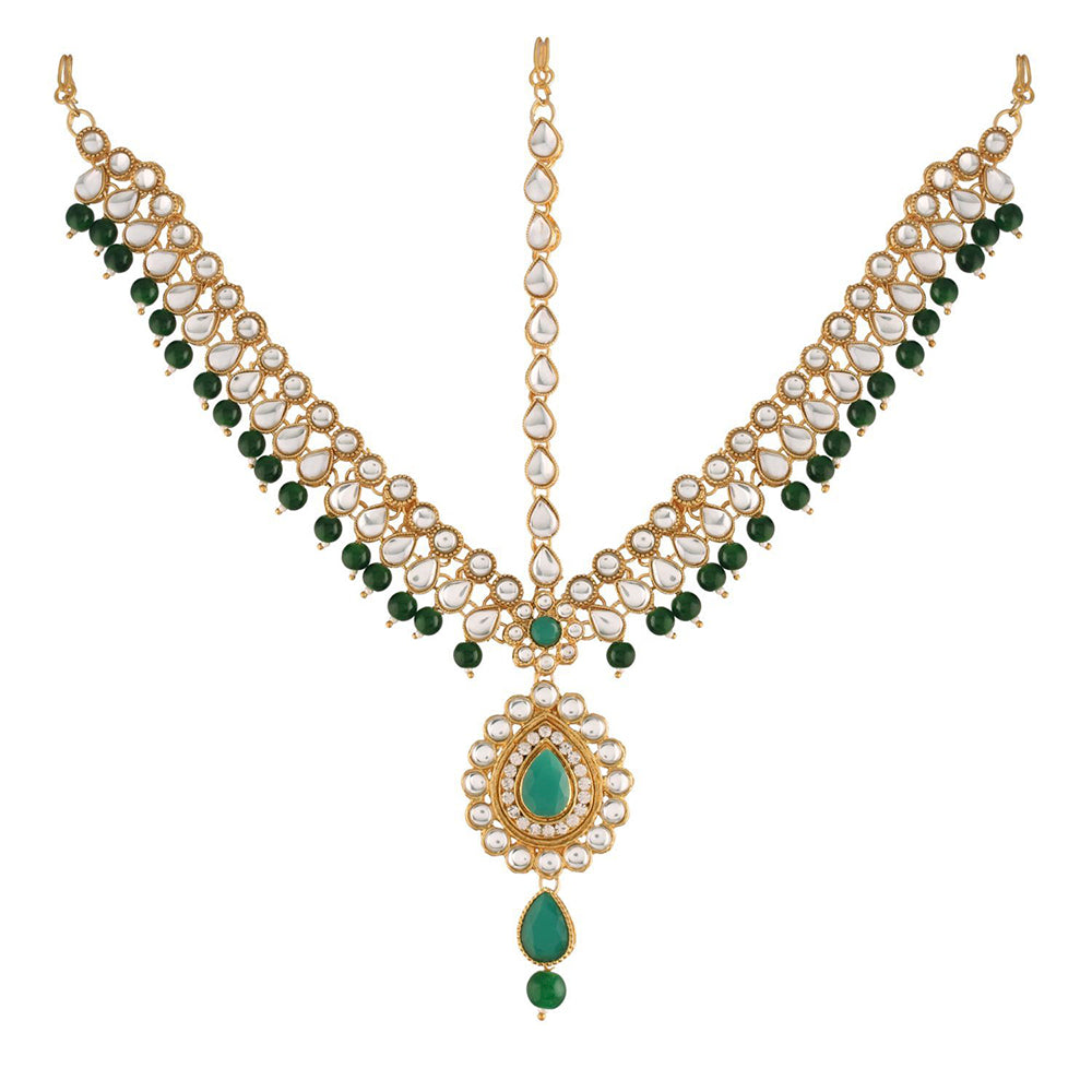 EtnicoTraditional Gold Plated Bridal Kundan Matha Patti for Women (T2040G)