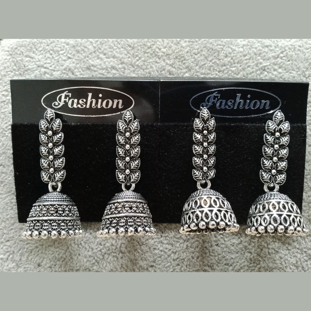 Tahura Oxidized Plated Pack Of 24 Jhumki Earrings ( Assorted Design ) - TAHEAR49