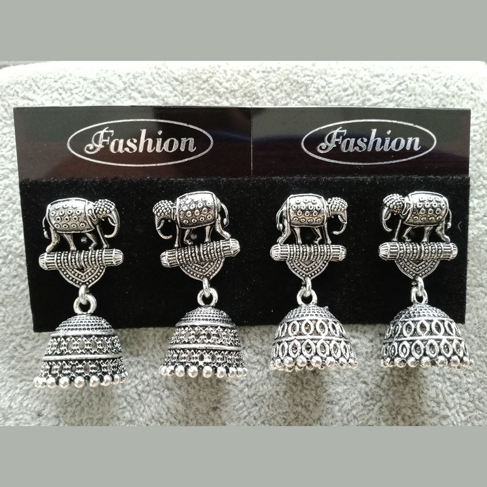 Tahura Oxidized Plated Pack Of 24 Jhumki Earrings ( Assorted Design ) - TAHEAR68