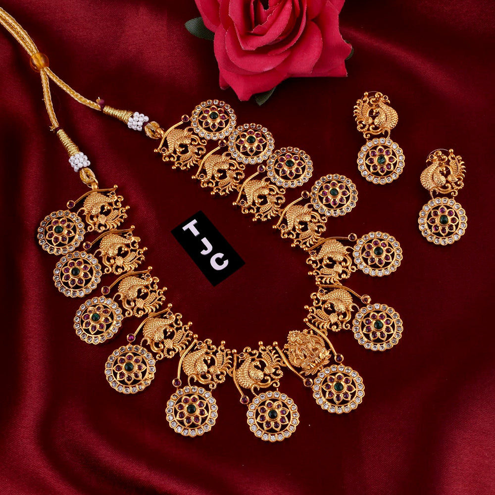 The Jewellery Creations Designer Gold Plated Austrian Stone Peacock Necklace Set