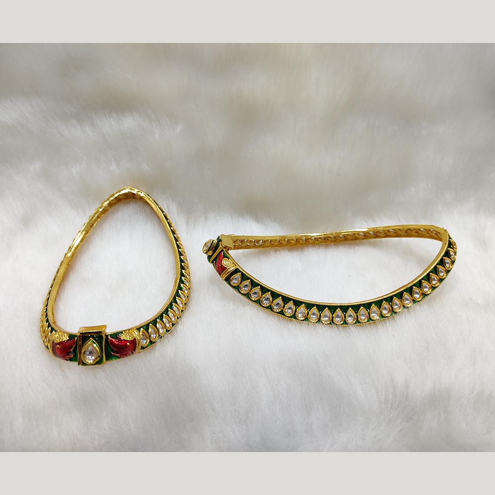 Tarangavi Green Matte Kundan Designer Anklet