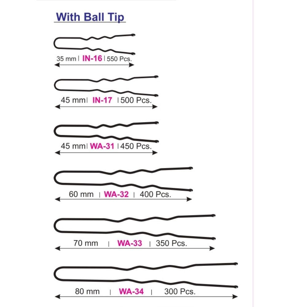 Vilayti Iona Black U Bobby Hair Pin With Ball Tip Hair Grip Pack