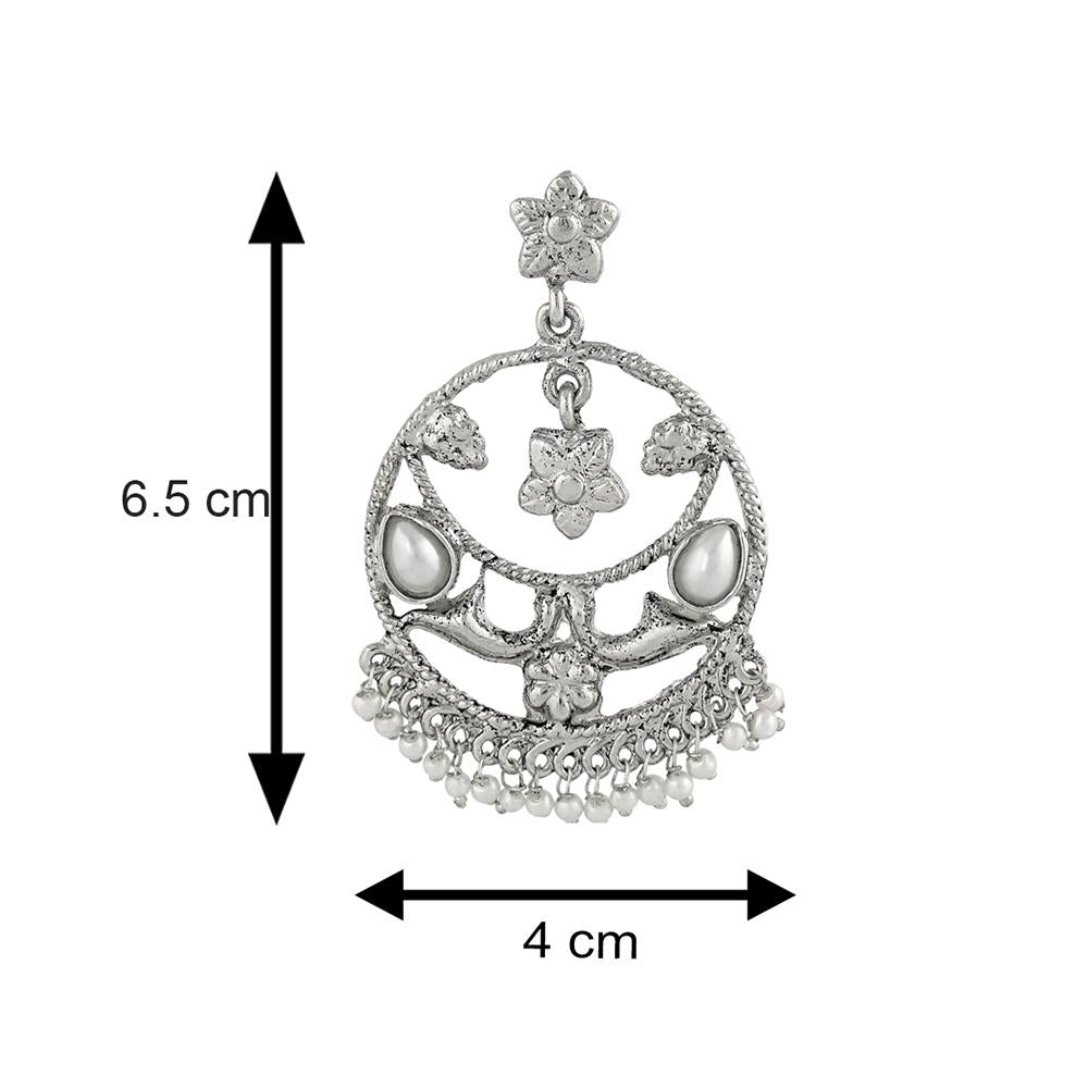 Mahi Floral Dangler Traditional Ethnic Artificial Pearl Earrings for Women(VECJ100233)